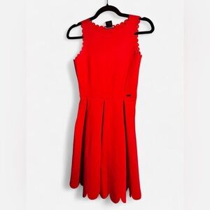 Armani Exchange Red Scalloped Edge Dress